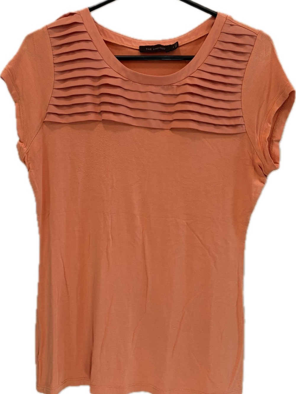 The Limited Orange Pleated Mixed Media Short Sleeve Tee
